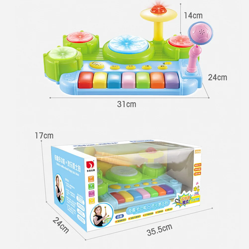 Set di strumenti musicali educativi per batteria jazz per bambini Sviluppo sensoriale Microfono Effetto sonoro Colori vivaci Regalo per l'apprendimento precoce