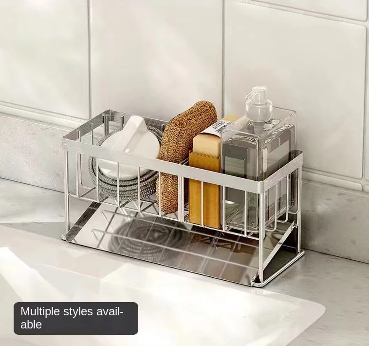 

Stainless Steel Kitchen Sink Storage Shelf Table Dish Spong Mop Rag Dishcloth Sink Draining Storage Rack Soap Organizer Rack