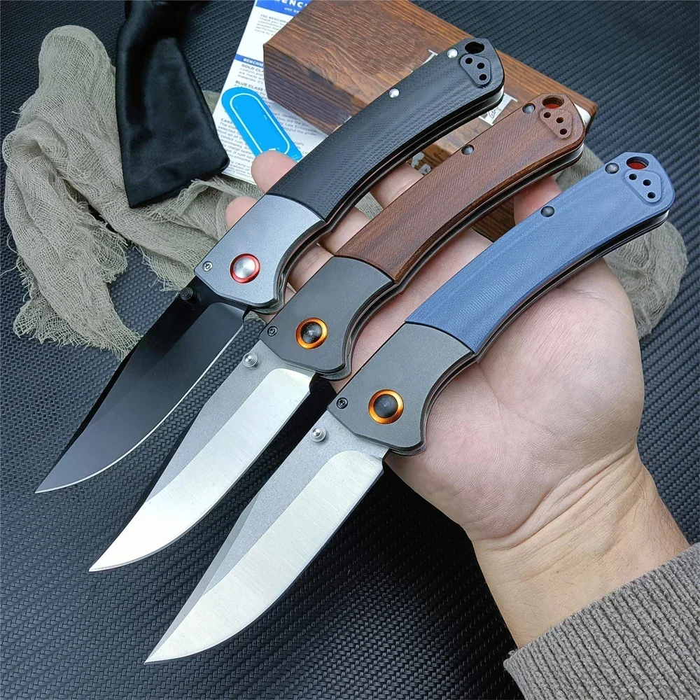 BM 15080 Folding Knife Damascus Blade Sourwood / G10 Handle Hunting Knife Military Tactical Tools Outdoor Camping Survival Knife