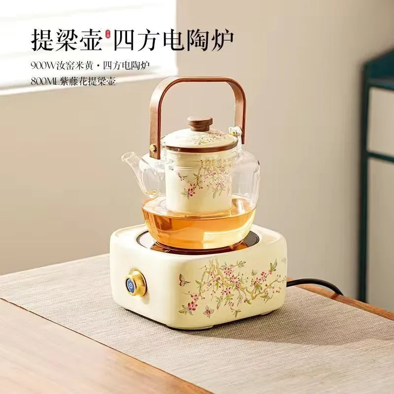 Electric ceramic stove tea making utensils, full set of household boiling water to make tea, glass brewing teapot