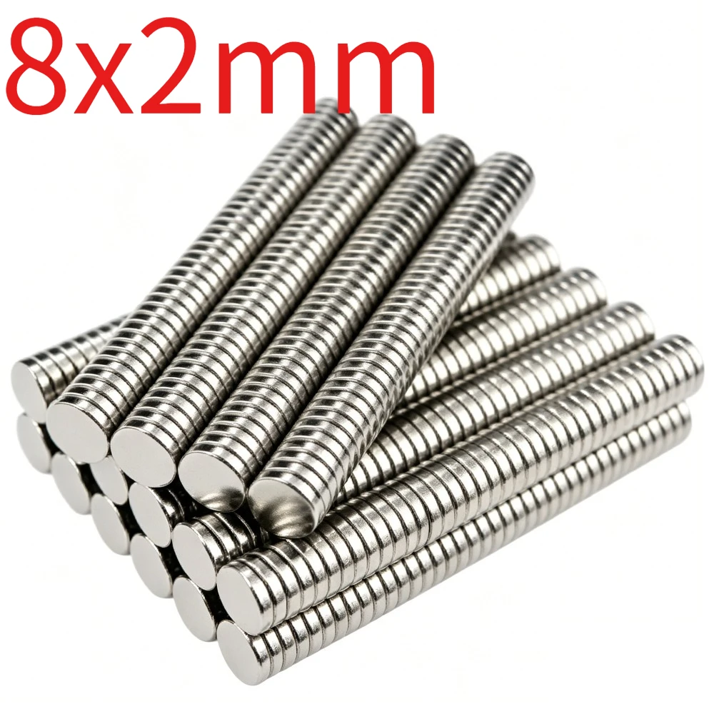 8x2mm Silver Round Fridge Magnets, Mini Circular Disc Magnets, Multipurpose Magnetic Pieces for Kitchen, Home Organization