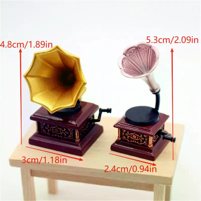 Casa delle bambole Miniature fonografiche vintage Modello Soggiorno Accessori di decorazioni per la casa delle bambole Bambini Giochi di imitazione Giocattoli Ornamenti Regali