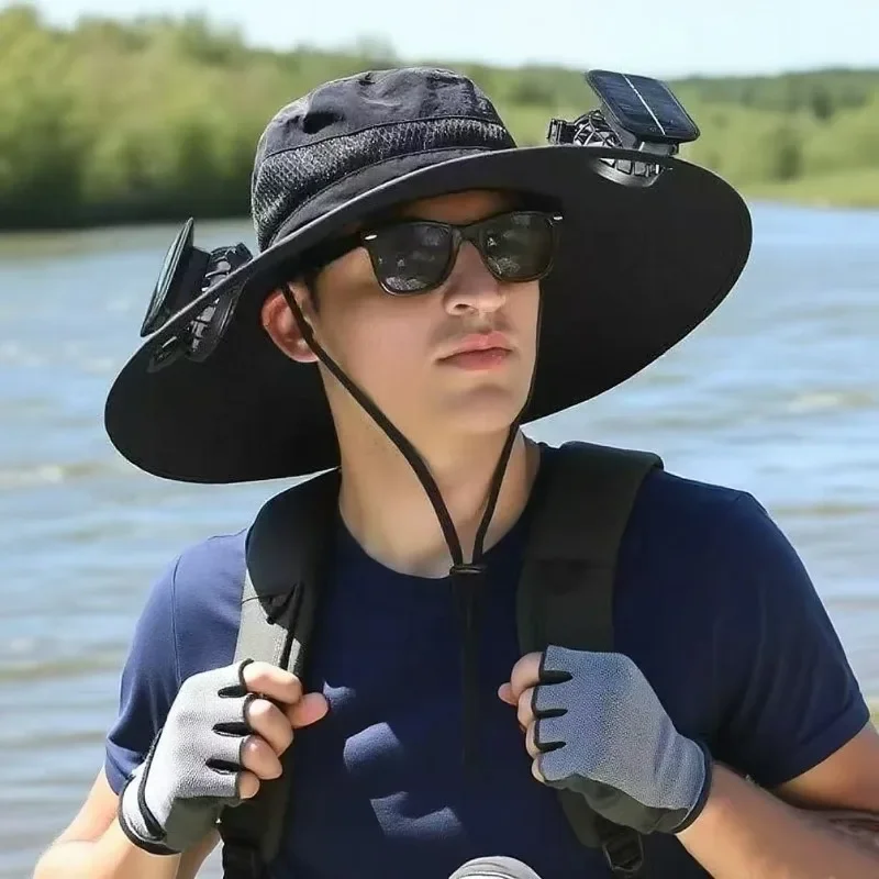 

Solar-powered Fan Hat Outdoor Summer Mountaineering and Fishing Hat Sun Protection and Shade Bucket Hat Fishing Accessories