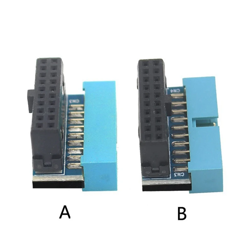 2 buah soket sendi kemudi USB3.0 19/20Pin, dudukan Pin vertikal Motherboard komputer Desktop, colokan siku 90 derajat