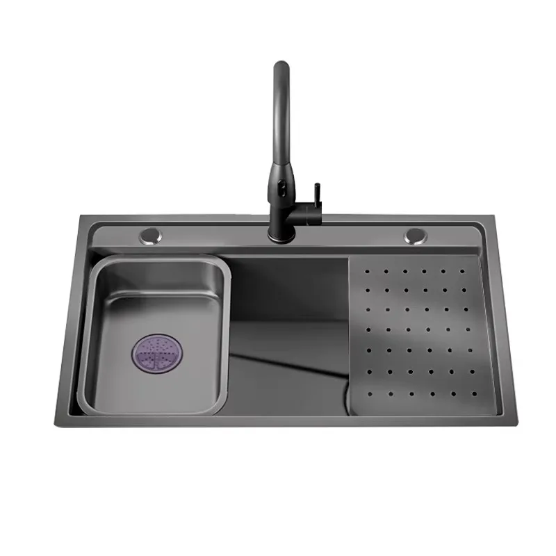 

304 Stainless Steel Large Single Bowl Kitchen Sink 5mm Thickened Embossed Square Basin for Rice & Vegetables Smart Household Use