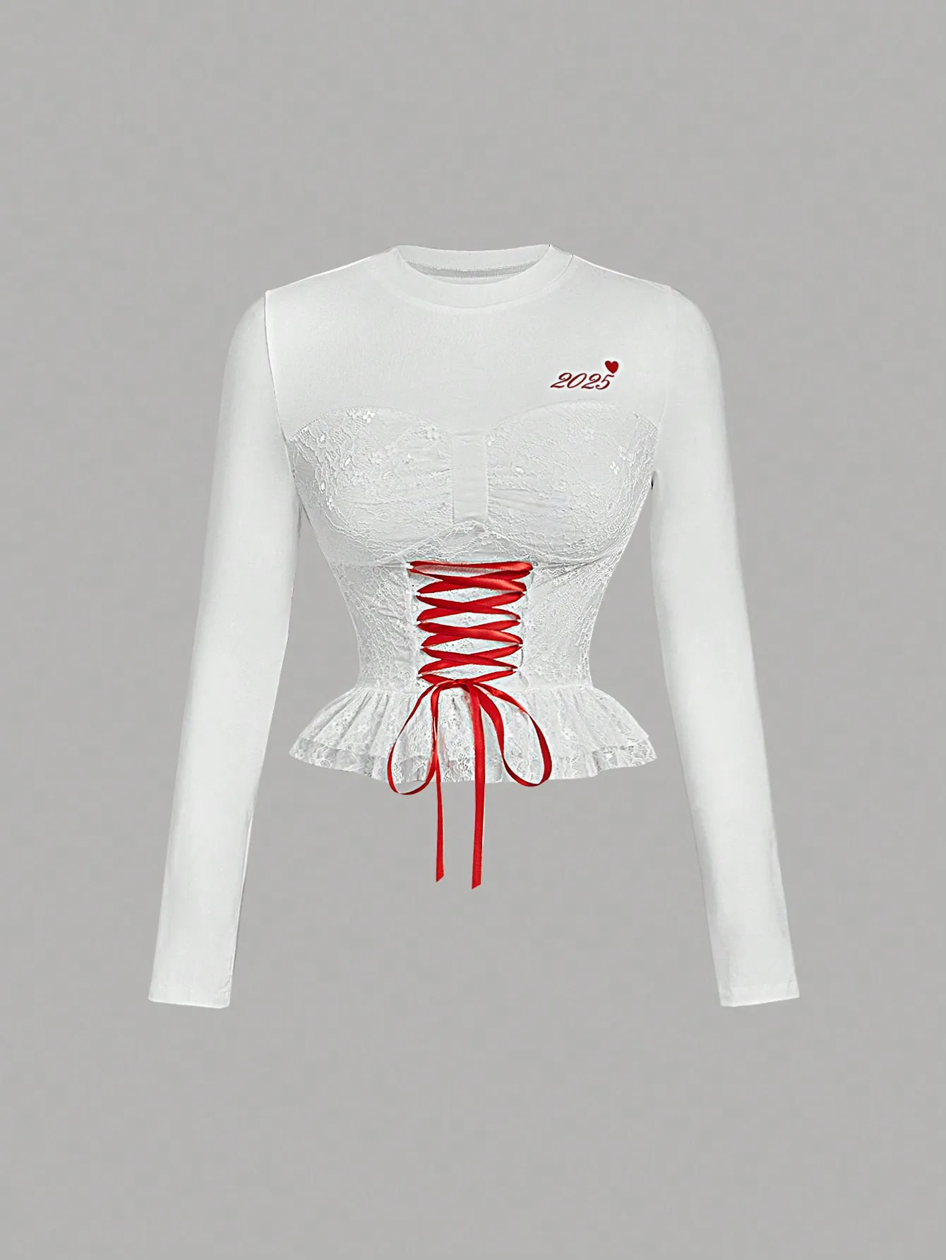 

Кружевная футболка с деревянными краями в балетном стиле, милая и пряная осенне-зимняя футболка с длинными рукавами для похудения, базовый топ