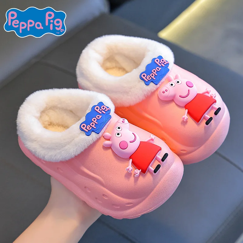 

Anime Peppa Pig Children Slippers Winter Home Indoor Warm Non-Slip Waterproof Comfortable Slippers Cartoon Cute Girly Gifts