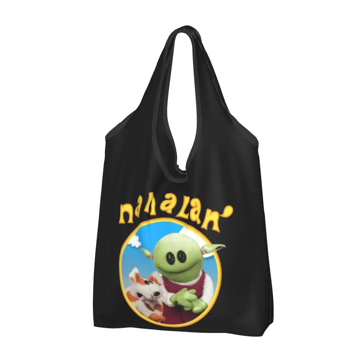 Large Reusable Kawaii Nanalan Cartoon Grocery Bags Recycle Foldable Shopping Tote Bag Washable With Pouch