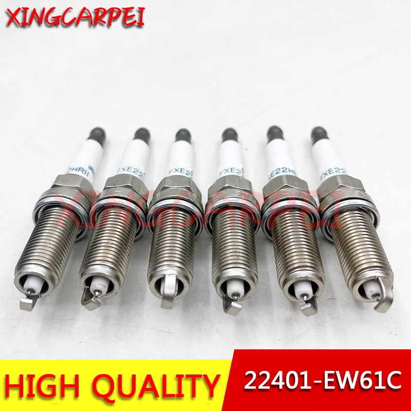 6pcs 22401-EW61C FXE22HR11 Dual Iridium Spark Plug for Nissan 350Z Altima Maxima Murano Pathfinder Quest V6 VQ35 3.5L