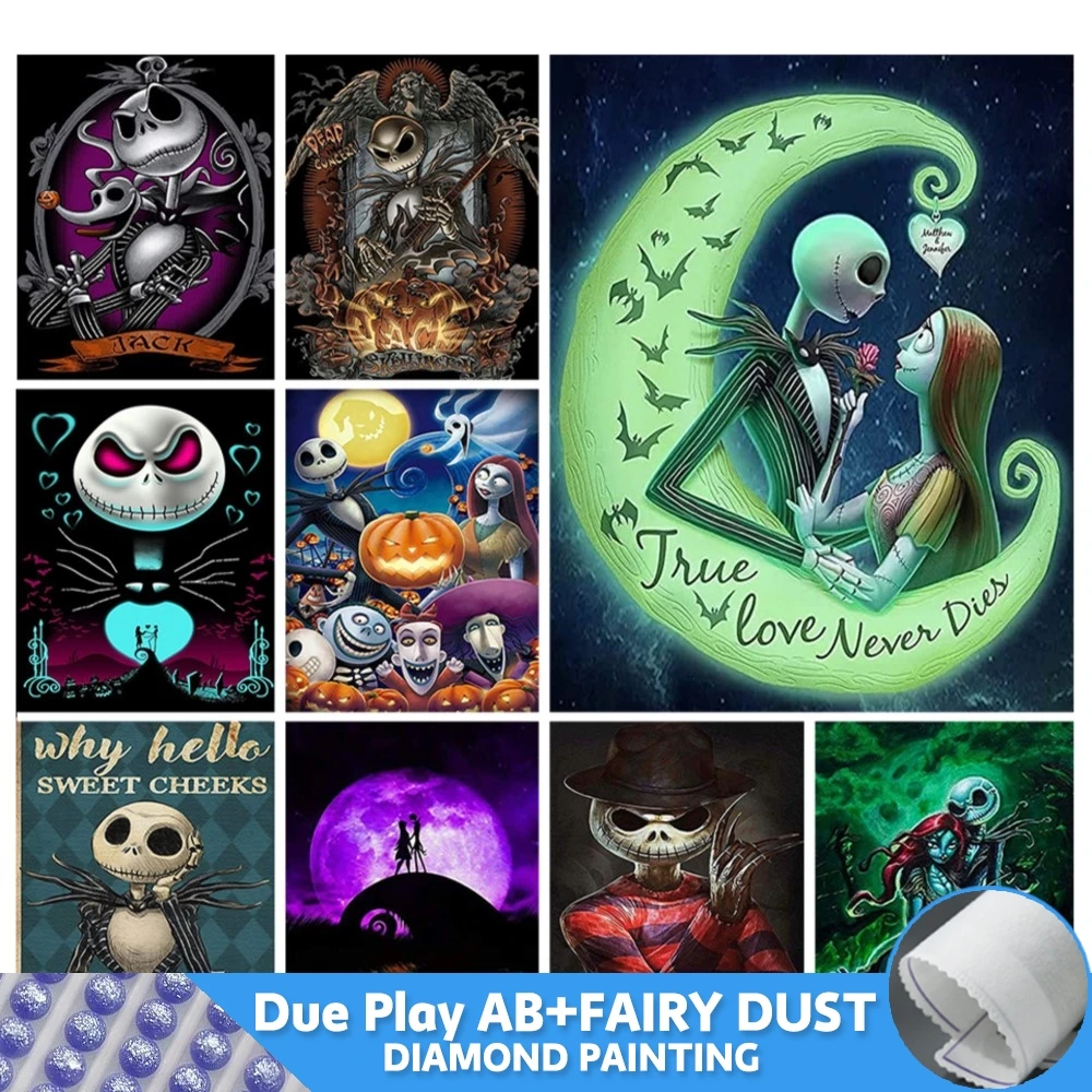 Diamond Painting Fairy Dust AB Disney Jack Skellington Full Drill 5D Kit Rhinestone Art Mosaic Cross Stitch Home Decor Halloween