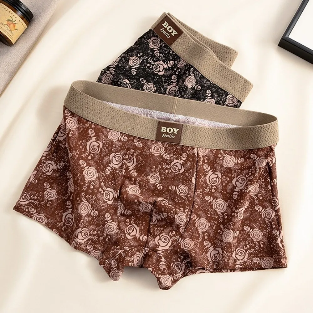 

L-3XL большие размеры мужские трусы-боксеры ретро роза бесшовное нижнее белье для мужчин нижнее белье со средней талией шорты мужские трусы