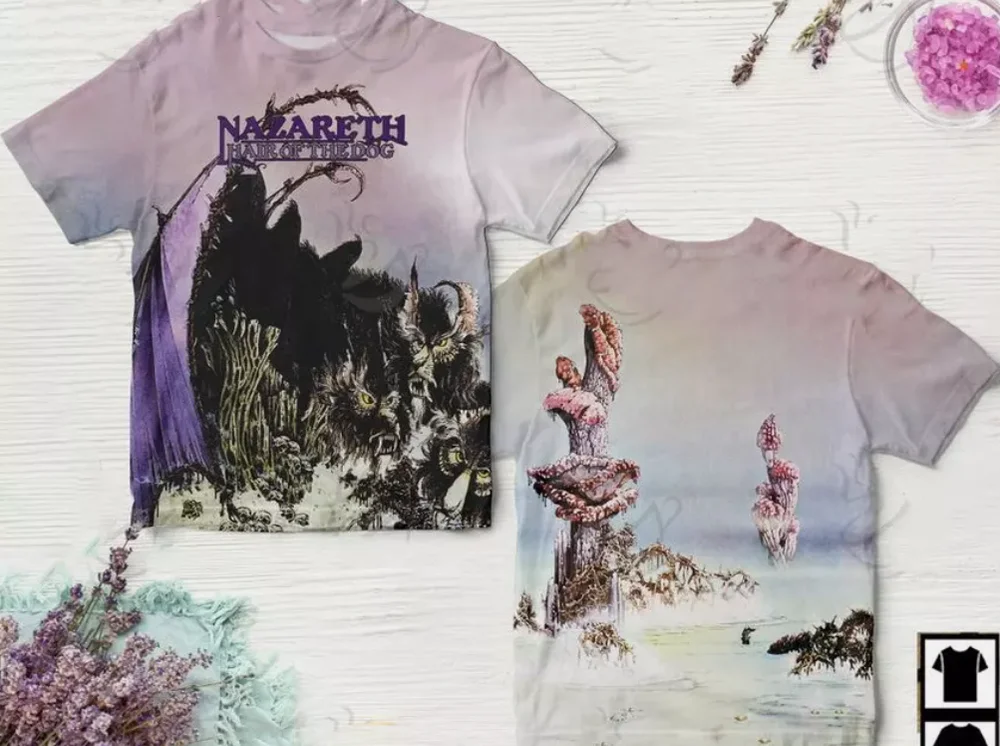 تي شيرت Nazareth Rock Band Hair Of The Dog غلاف ألبوم AOP ثلاثي الأبعاد