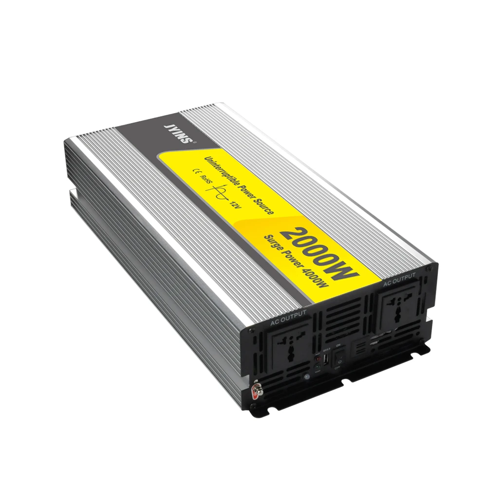 

2000W Pure Sine Wave Power Inverter with Battery Charger 12V/120V USA Plug for Air Conditioner and Automotive Use