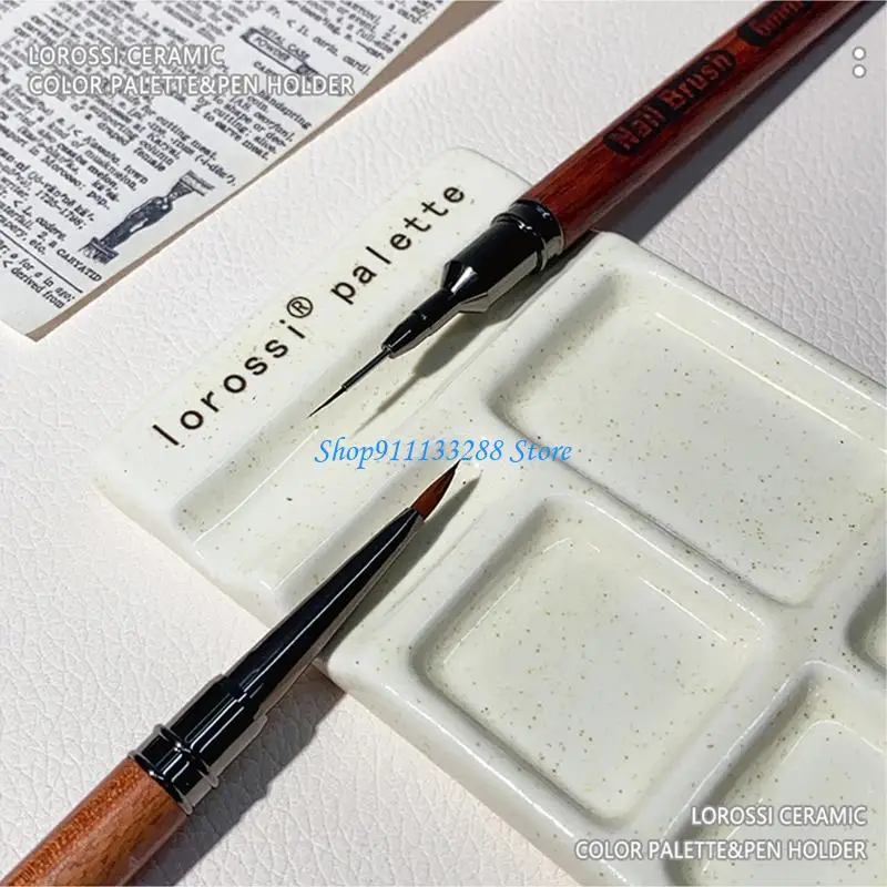 G88D 4 Wells Ceramic Paint Palette Watercolor Oil Acrylic Paint Mixing Palette For Artists Student Classroom and Travel Use