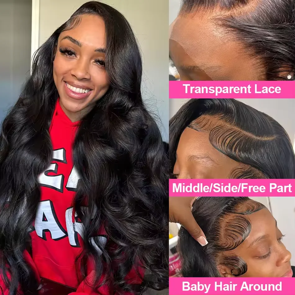 13x6 Body Wave Brazilian Wig 38 Inch HD Transparent Lace Front Human Hair Wigs 13x4 200 Density Human Hair Wigs Pre Plucked