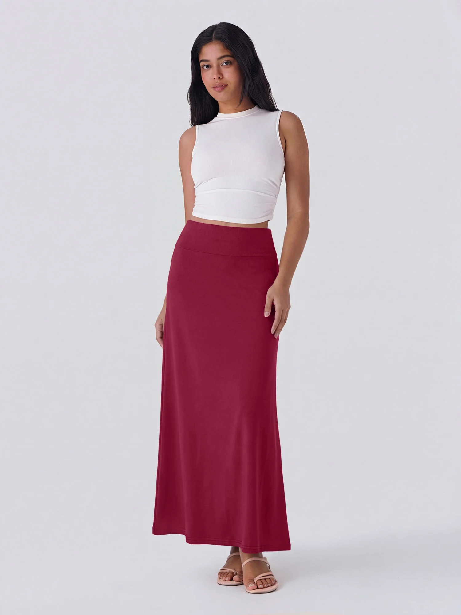 Gentle Drape Full Length Skirt, Unstructured Relaxed Cut, Minimal Romantic Style, Sunset Stroll & Casual Dinner Fit