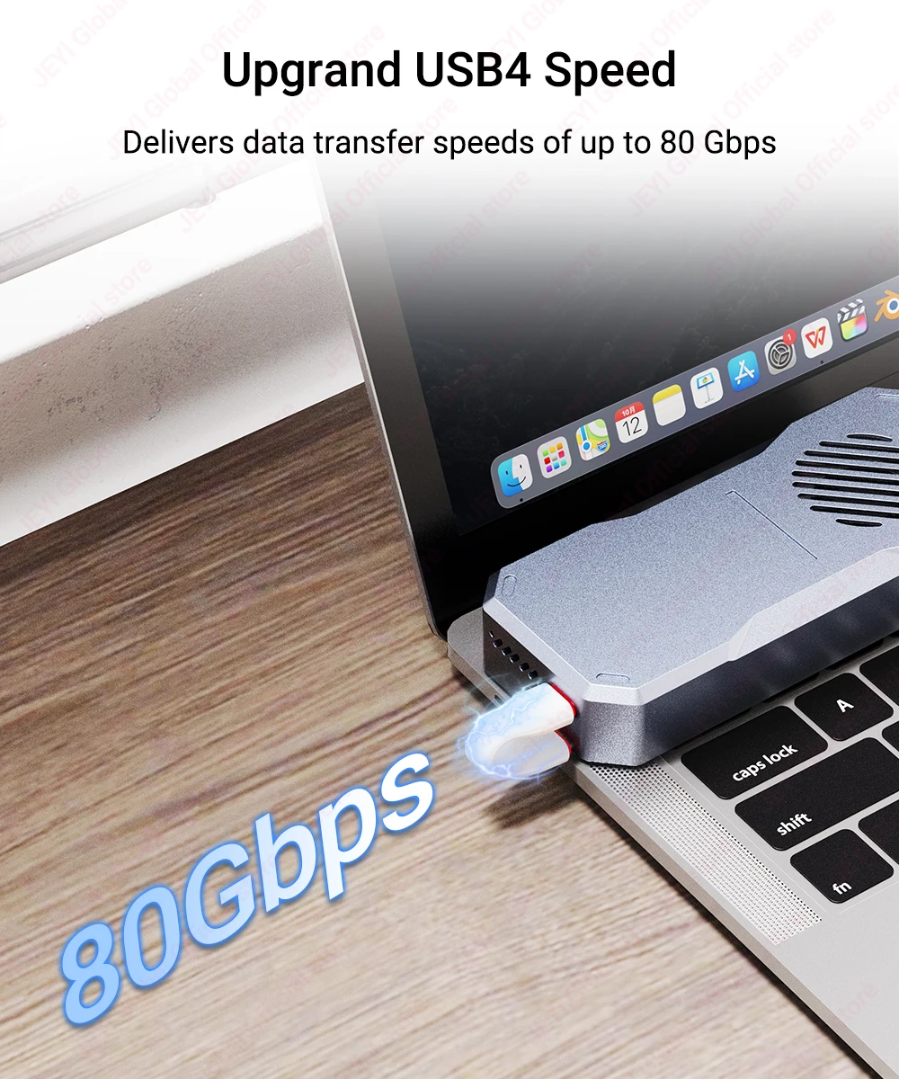 JEYI 80Gbps Aufrollbares Kurzes Typ-C-Kabel PD240W für iPhone, Samsung, OnePlus, Sony, Schnellladung, kompatibel mit Thunderbolt 5/4/3 – Detail 2
