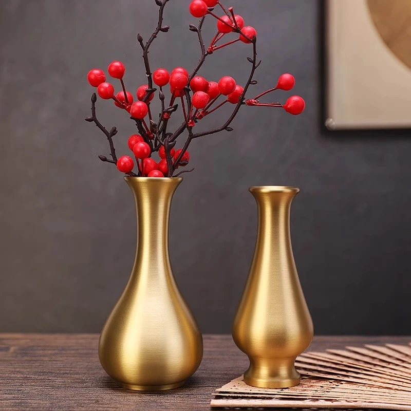 

Creative Light Luxury Simple Pure Copper Vase Large Vase Ornament Living Room Flower Arrangement Room Decoration Home Decor
