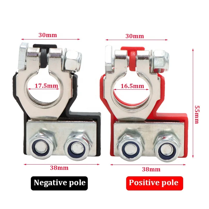 2-Way Car Battery Terminals Positive and Negative Brass Pole Terminals for Audio Truck Accessories