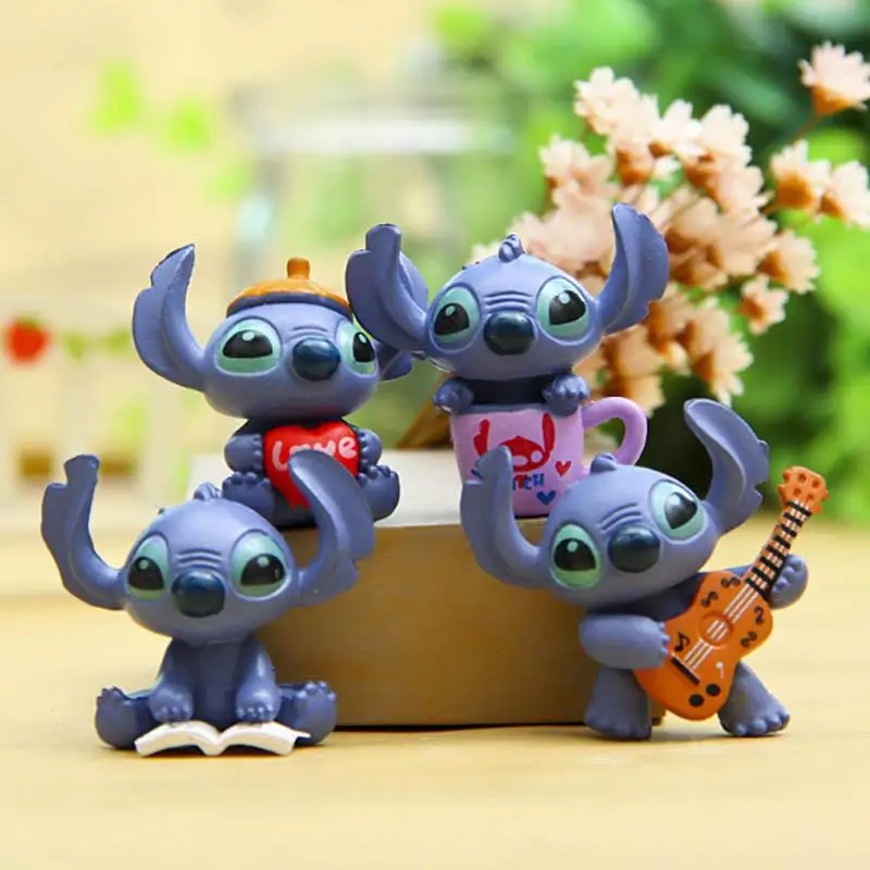 Hot 4pcs/Set Mini Stitch Figure Toy Set Anime Stitch Action Figurines Christmas Gift and Dolls Home Party Supply Decoration Toys