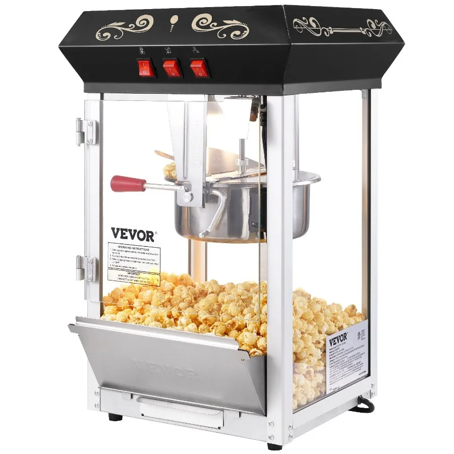

Popcorn Popper Machine Countertop Popcorn Maker 850W 8 Oz 48 Cups Black