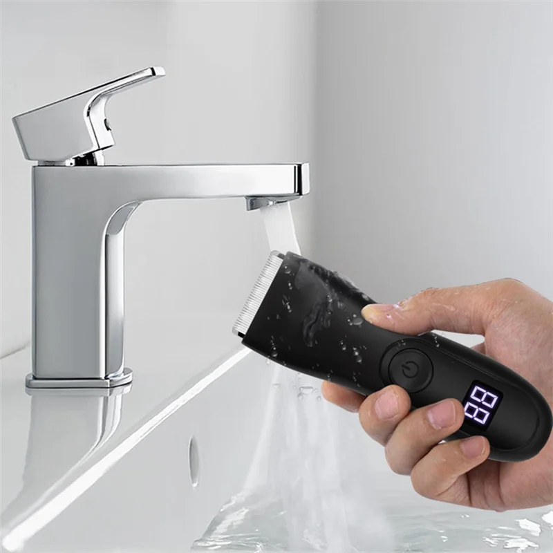 ผมไฟฟ้าTrimmerและเครื่องโกนหนวดสําหรับMen Body Groomer Groin & Ball PubicผมTrimmerใบมีดเซรามิคเปลี่ยนได้