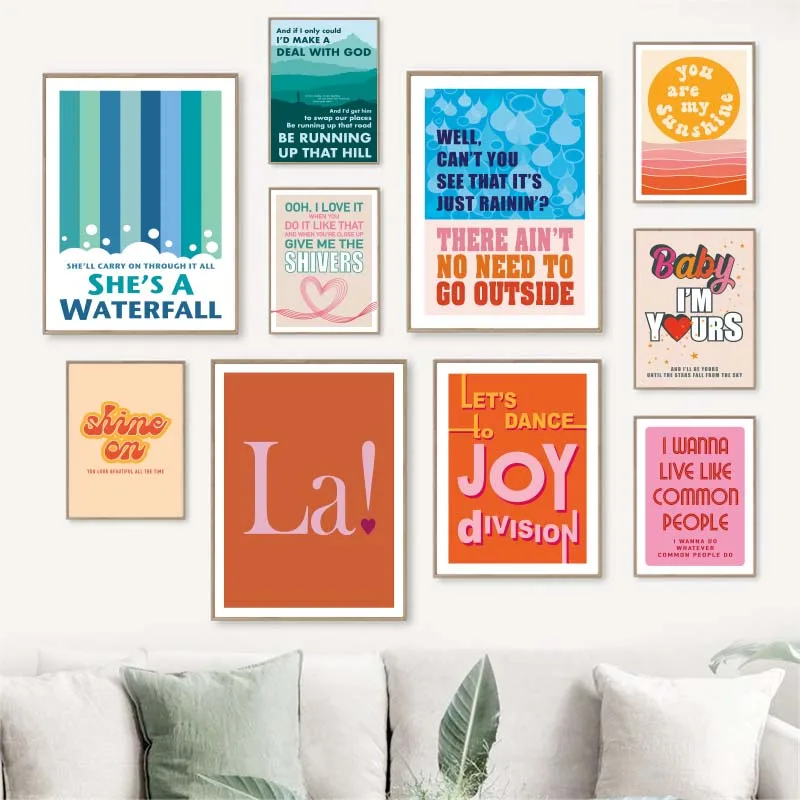 Music Quotes Posters Pop Rock Song Lyrics Words Canvas Print Typography Art Wall Art Canvas Painting for Living Room Home Decor