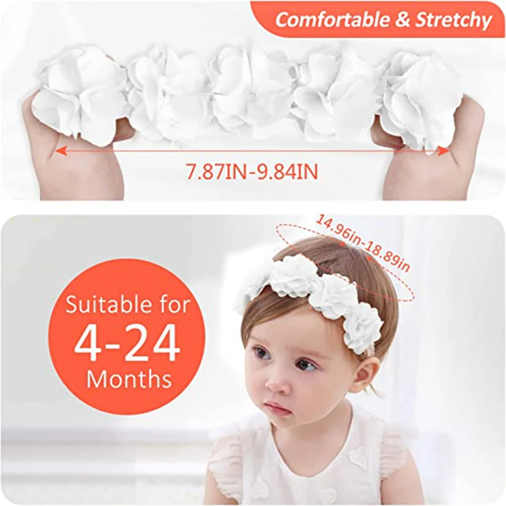 Baby Girls Headbands Chiffon Flower Soft Stretchy Hair Band Hair Accessories for Baby Girls Newborns Infants Toddlers and Kids M