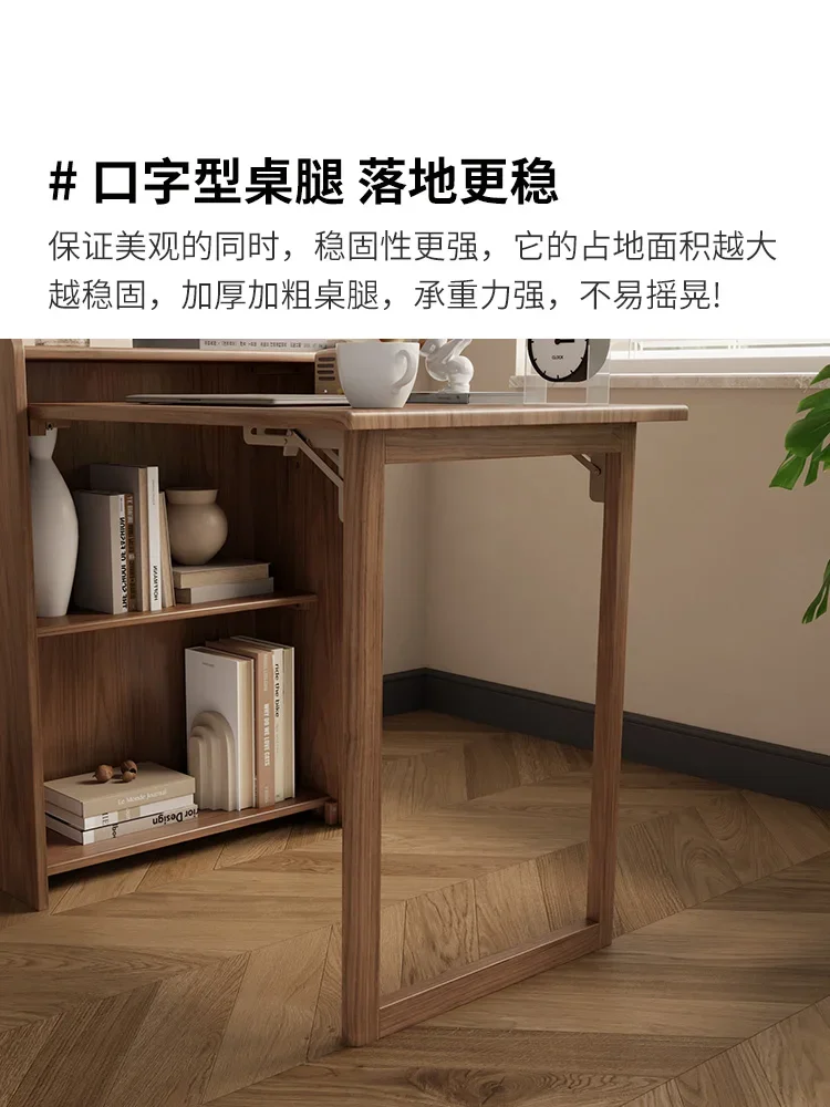 Digging solid wood folding desk, small unit type bookshelf, bookshelf integrated household corner computer desk, bedroom study d