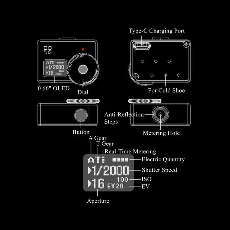 0,66 дюймовый OLED DOOMO метр S светильник для фотосъемки маленький светильник