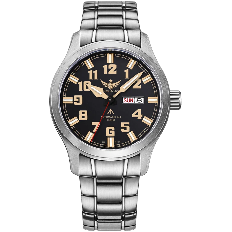 

YELANG Мужские автоматические часы 42 мм Механические наручные часы для дайвера 10 бар Водонепроницаемые светящиеся трубки NH36 Сапфир Дата недели