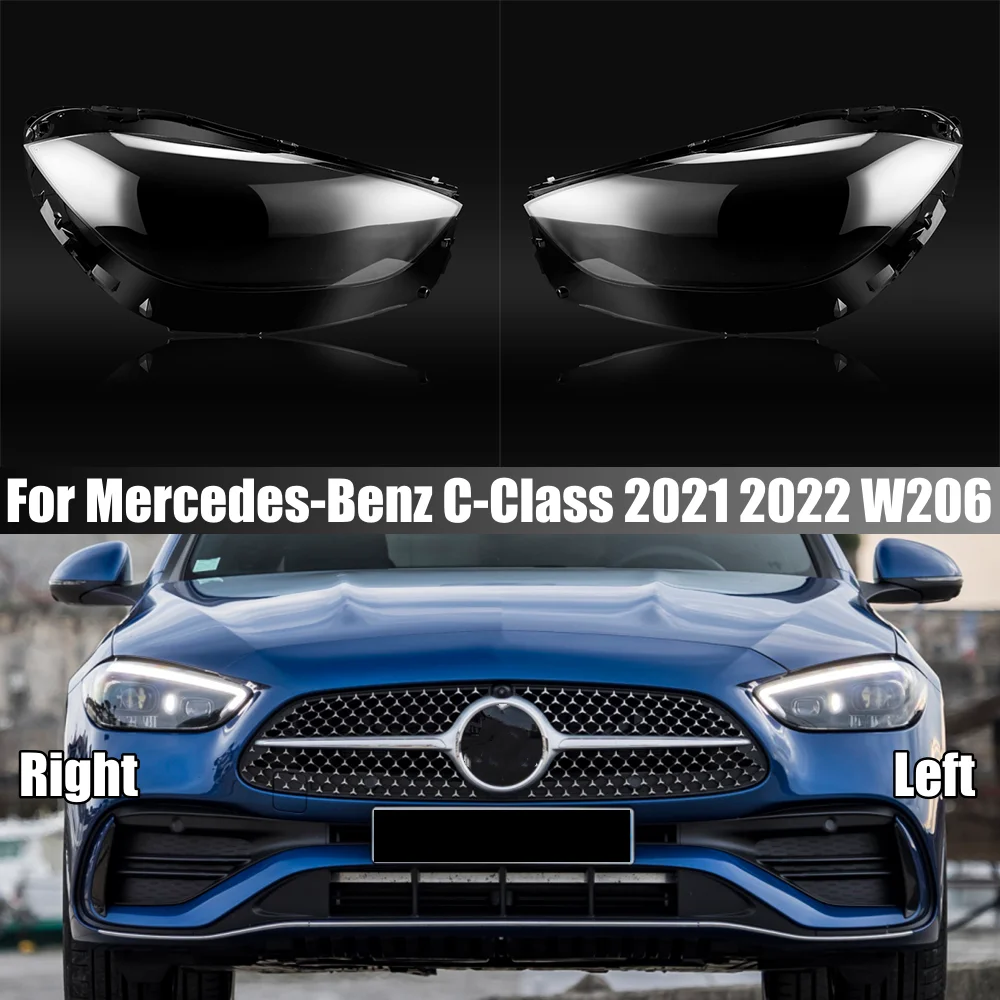 

For Mercedes-Benz C-Class W206 2021 2022 Headlights Cover Transparent Lampshade Lamp Shade Headlamp Shell Lens Plexiglass