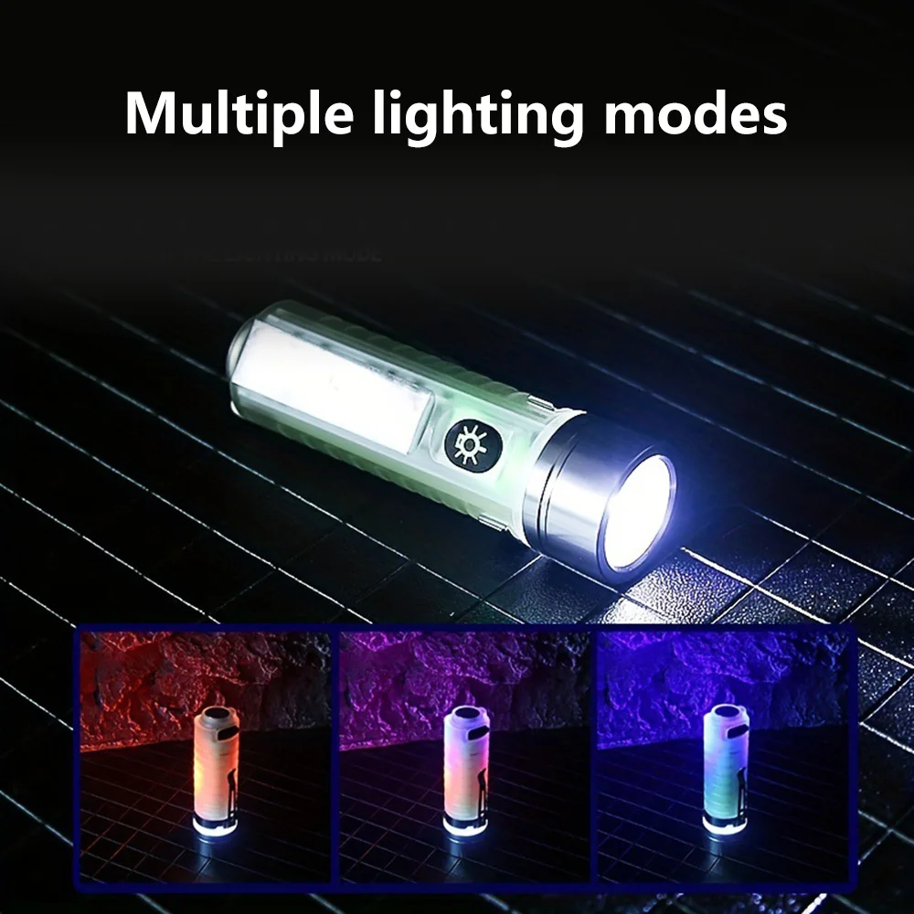 Mini LED Flashlight USB Rechargeable Torch Strong Magnetic Pen Clip Lantern Zoom Optional Portable Lamp Camping UV Lights