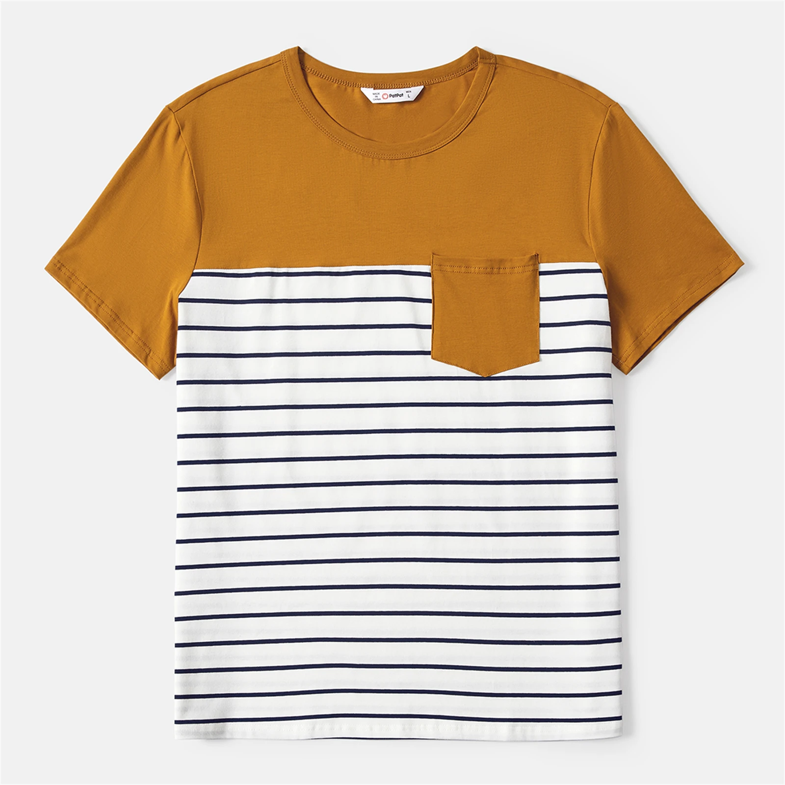 PatPat Family Matching Outfits 95% Cotton Striped Off Shoulder Belted Dresses and Short-sleeve Colorblock T-shirts Sets