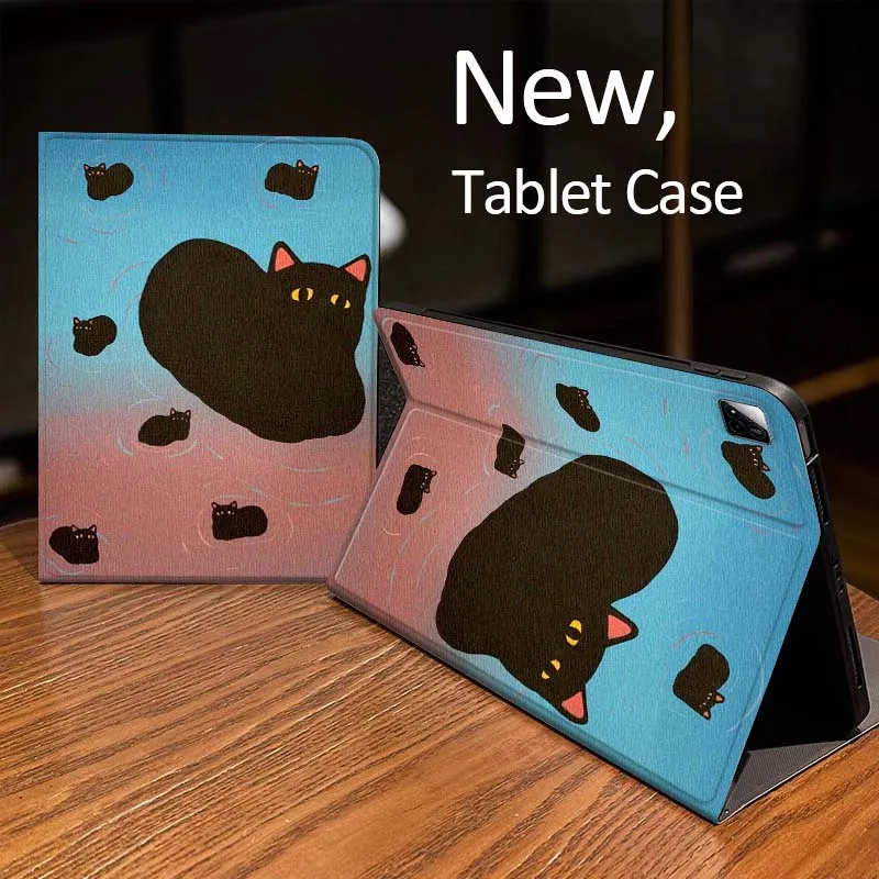 

Cartoon Black Cat Art For Xiaomi Mi Redmi Pad 2 4 5 7S 6S 6 7 8 Plus SE Pro K 2025 inch 8.7 11 Tablet Case