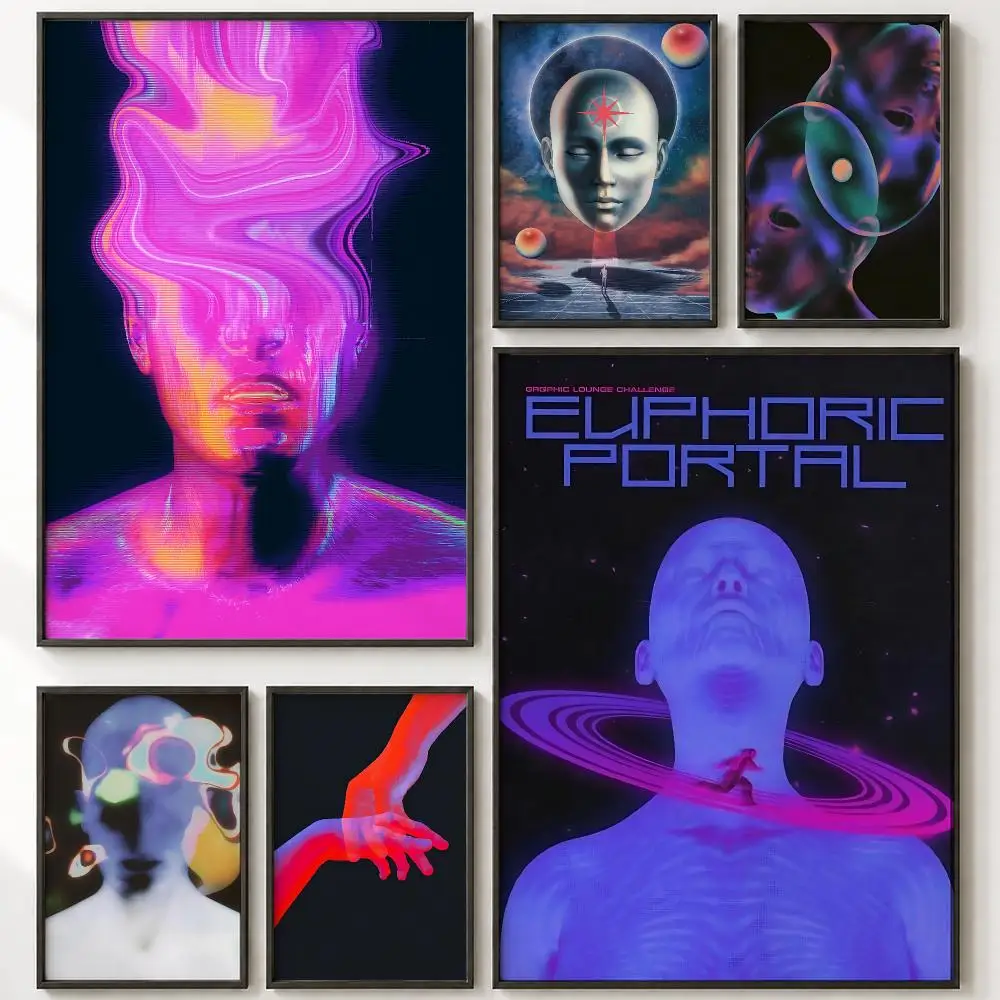 Universal Entertainment A-Abstract FuturismS Poster Vintage Retro Anime Poster Stickers Peel and Stick Wall Art Home Decor