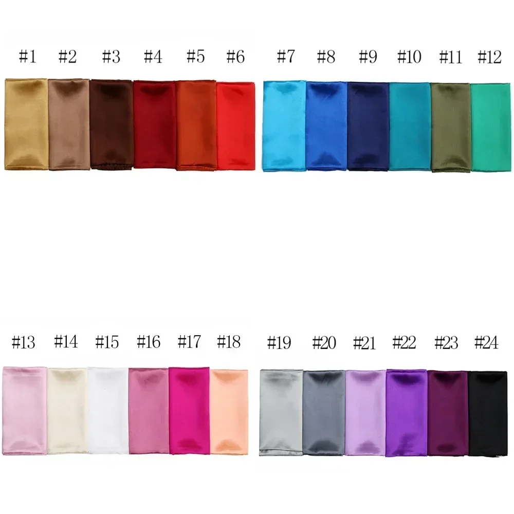 90X90 Satin Silk Scarf Hijab Solid Women Shiny Square Wrap Shawl Head Neck Cover Plain Hair Tie Band Beach Hijab Female Foulard
