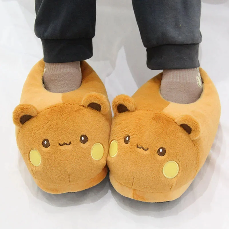 One or two cloth panda home plush slippers with high appearance, warm autumn and winter, confinement cotton shoes, couple bags,