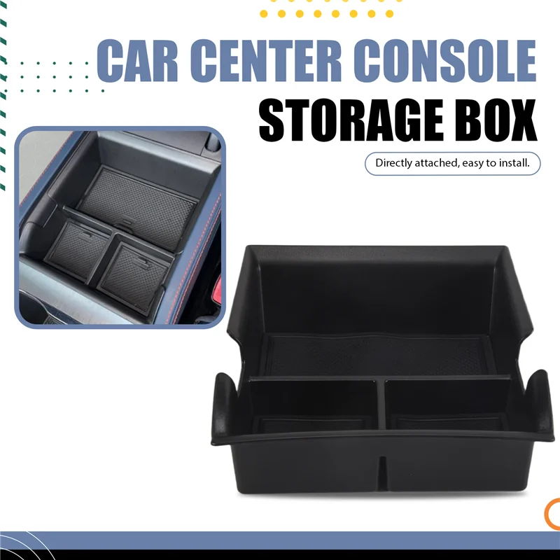 دائم-ل BYD Atto 3 Yuan Plus 2022-2023 اكسسوارات السيارات سيارة مركز وحدة التحكم صندوق تخزين مسند الذراع صندوق صينية تخزين أسود