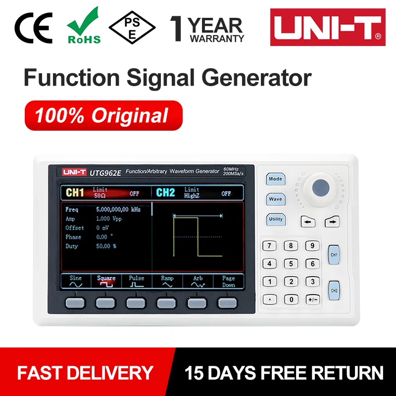 Uni-t-function Gerador de Sinal Dual Channel Freqüência Sine Wave Arbitrária Waveform Generator Utg932e Utg962e 30mhz 60mhz