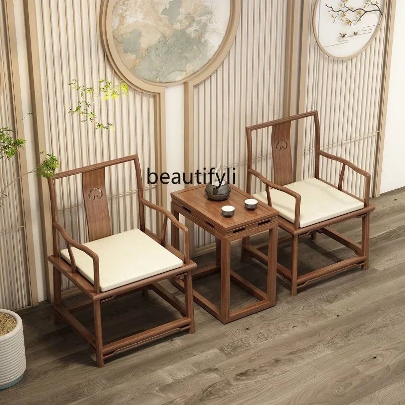 New Chinese Zen solid wood tables and chairs modern leisure armchair mortise and tenon process