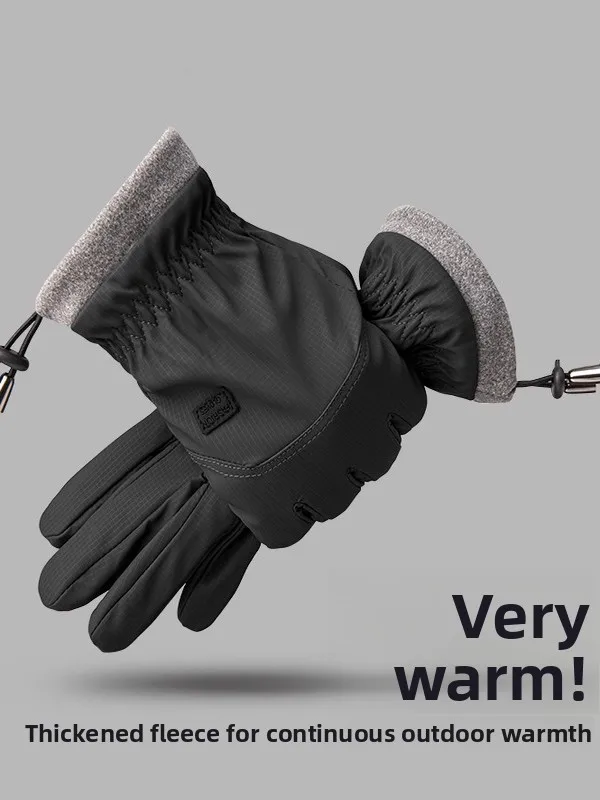 Thickened Fleece Touchscreen Motorcycle Riding Gloves Men's Winter Cycling Warm Windproof Cold Proof Waterproof Unisex Gloves