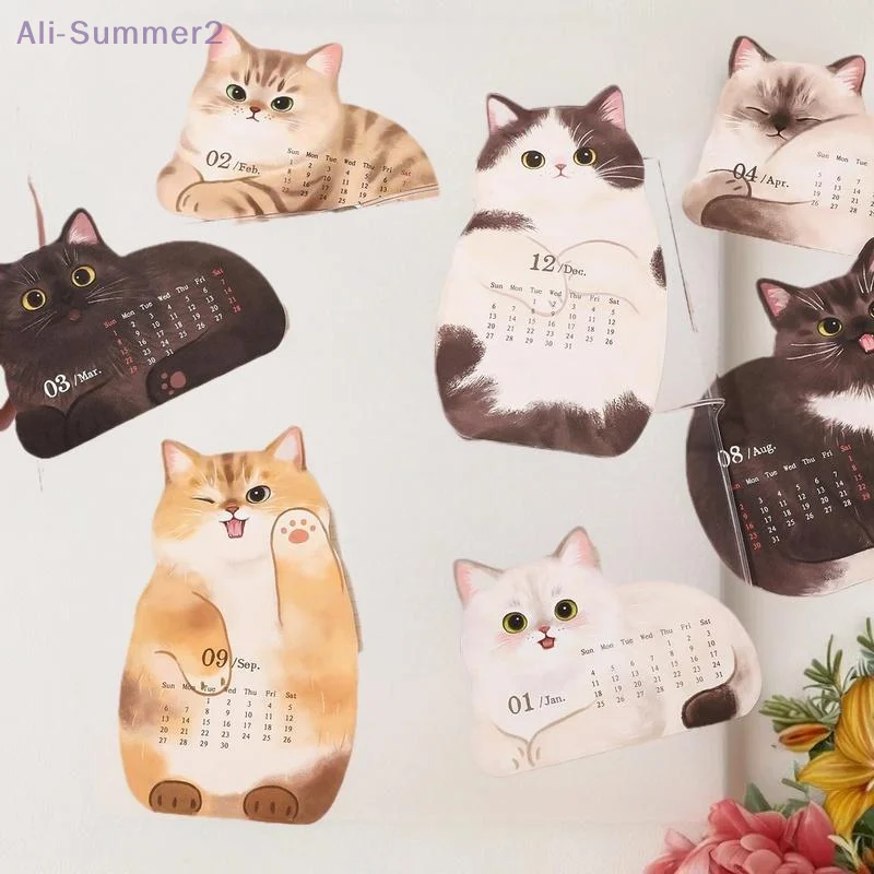 {MX} 2026 لطيف القط الكلب سلسلة أجندة مكتبية /رزنامة مكتبية مع قاعدة خشبية الجدول مخطط اليومية جدولة مذكرة ملاحظات مكتب زينة زخرفية #2