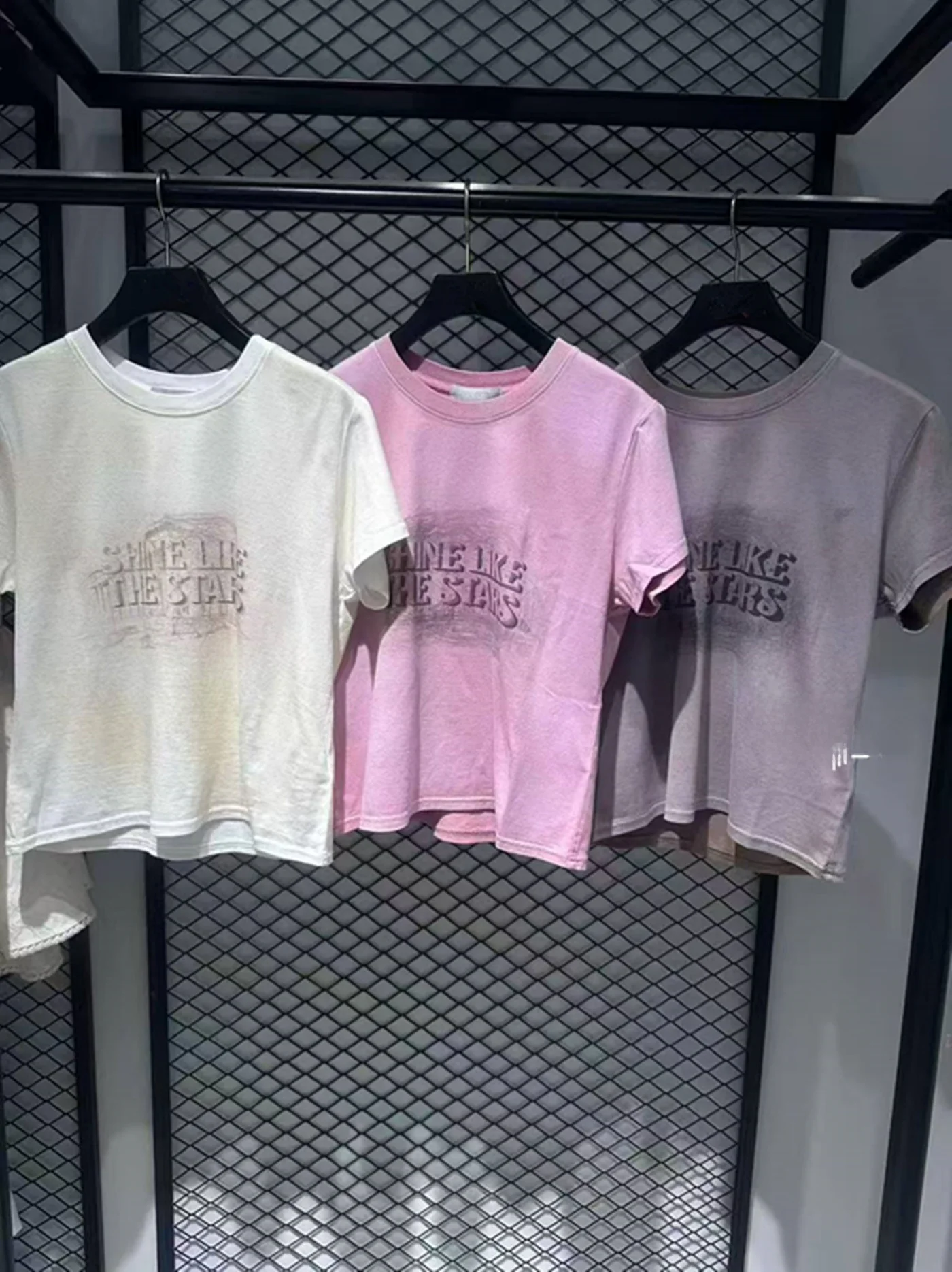 

Pure Original Small Jasmine Summer 2026 round Neck Short Sleeve Tie Dye Letter Slim Fit T Shirt Casual Style Women's Top