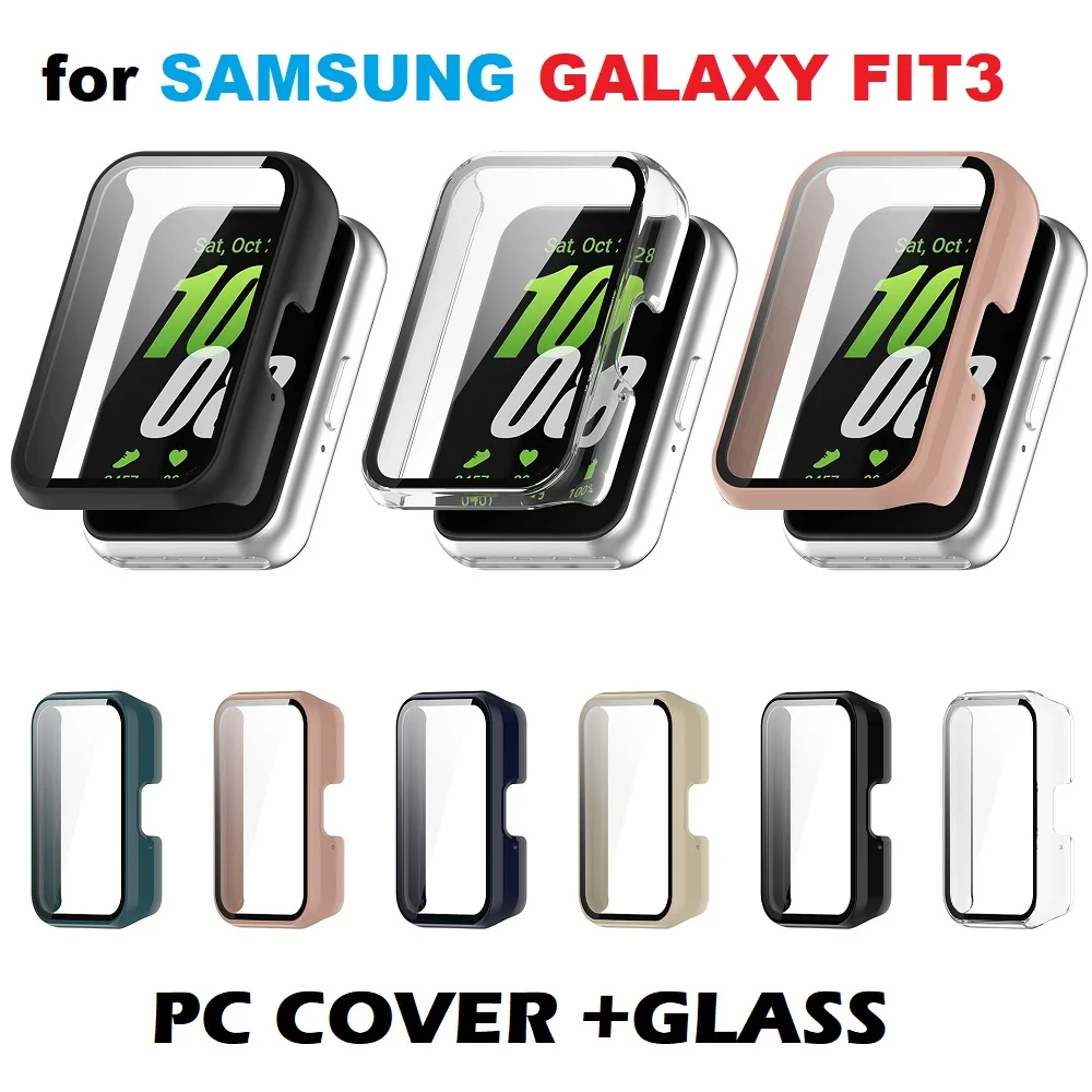 30pcs PC Protective Cover for Samsung Galaxy Fit3  Smart Watch Tempered Glass Screen Protector Case