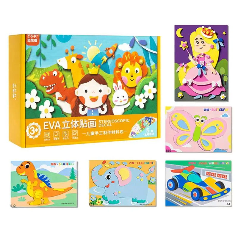 12 Pieces Creative Cartoon 3D EVA Foam Sticker Puzzle DIY Handmade Early Educational Learning Toys For Kids Children Gifts