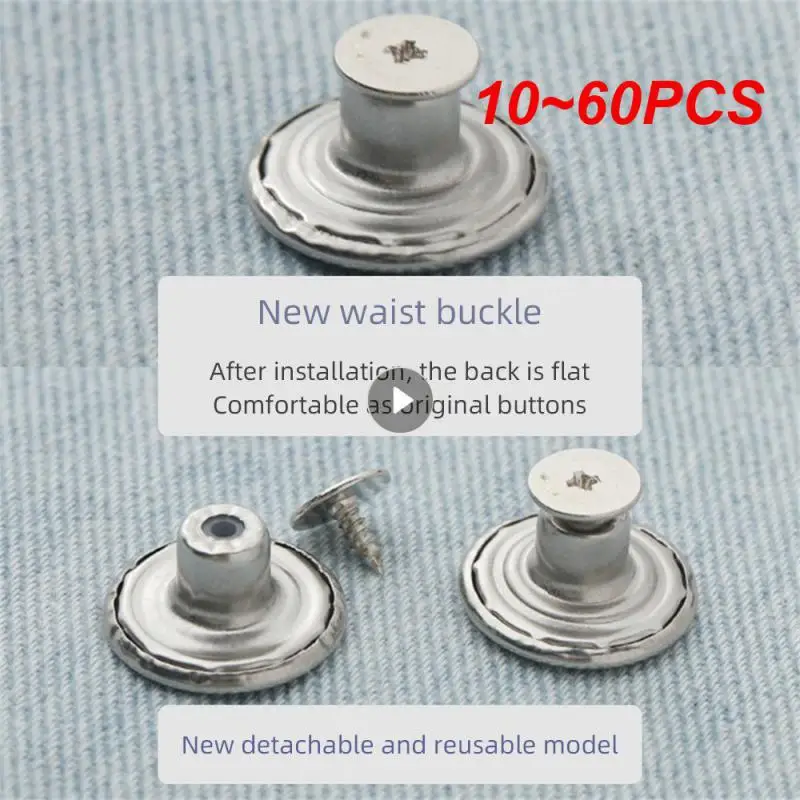 10~60PCS Pants Buckles Screw Nail Reusable Durable 17 20mm Repair Kit Retro Metal Button Corrosion Resistance Detachable