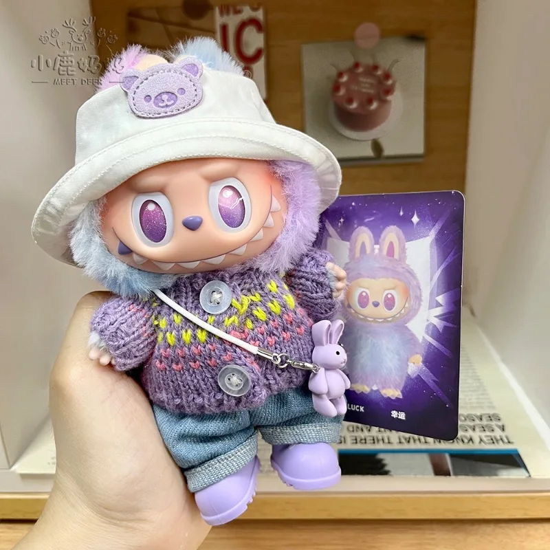 

100% подлинная виниловая кукла Lucky Labubu 3,0, модный крутой комбинезон, модная одежда для 1/2/3 поколения, слепая коробка, игрушка