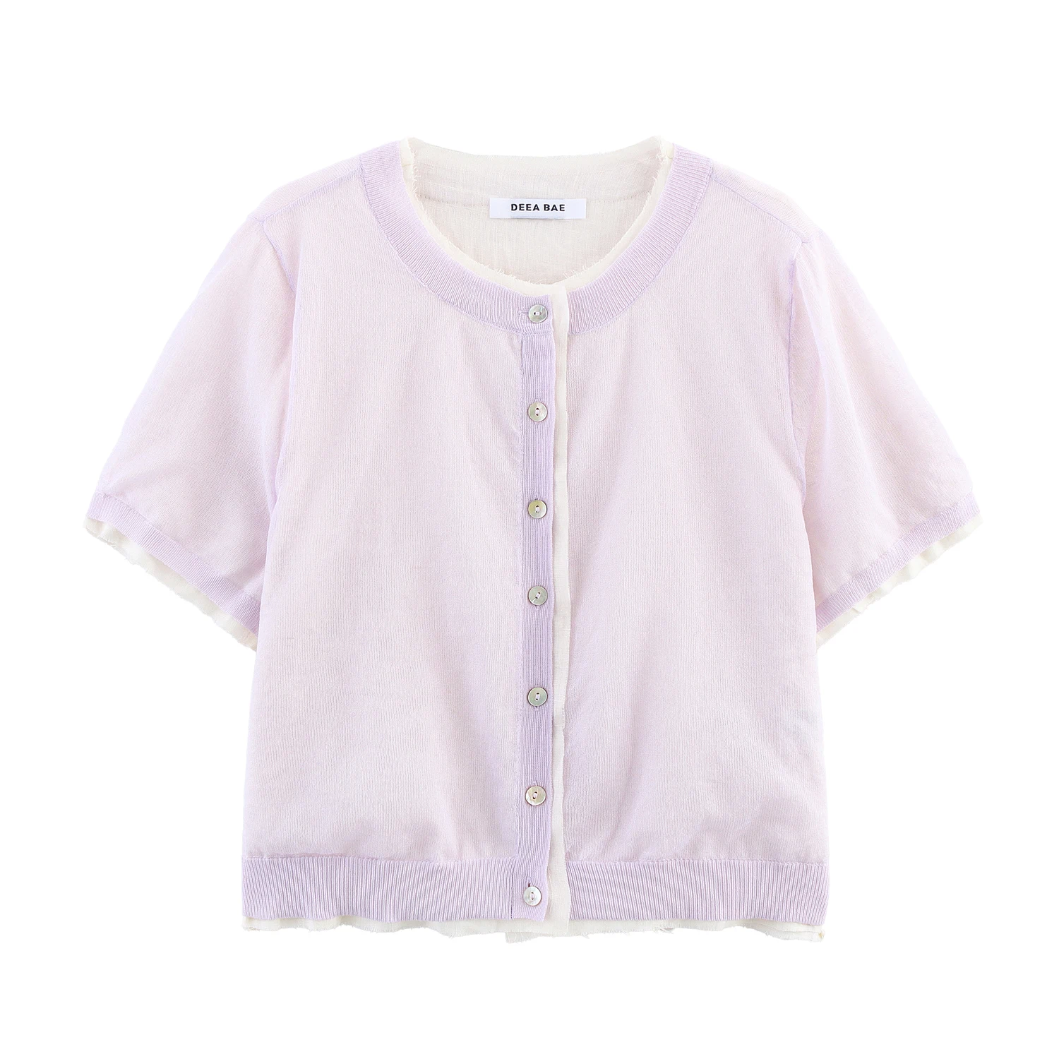 

Женский летний повседневный однобортный вязаный кардиган высокого качества с круглым вырезом и короткими рукавами, утягивающий топ 2142071