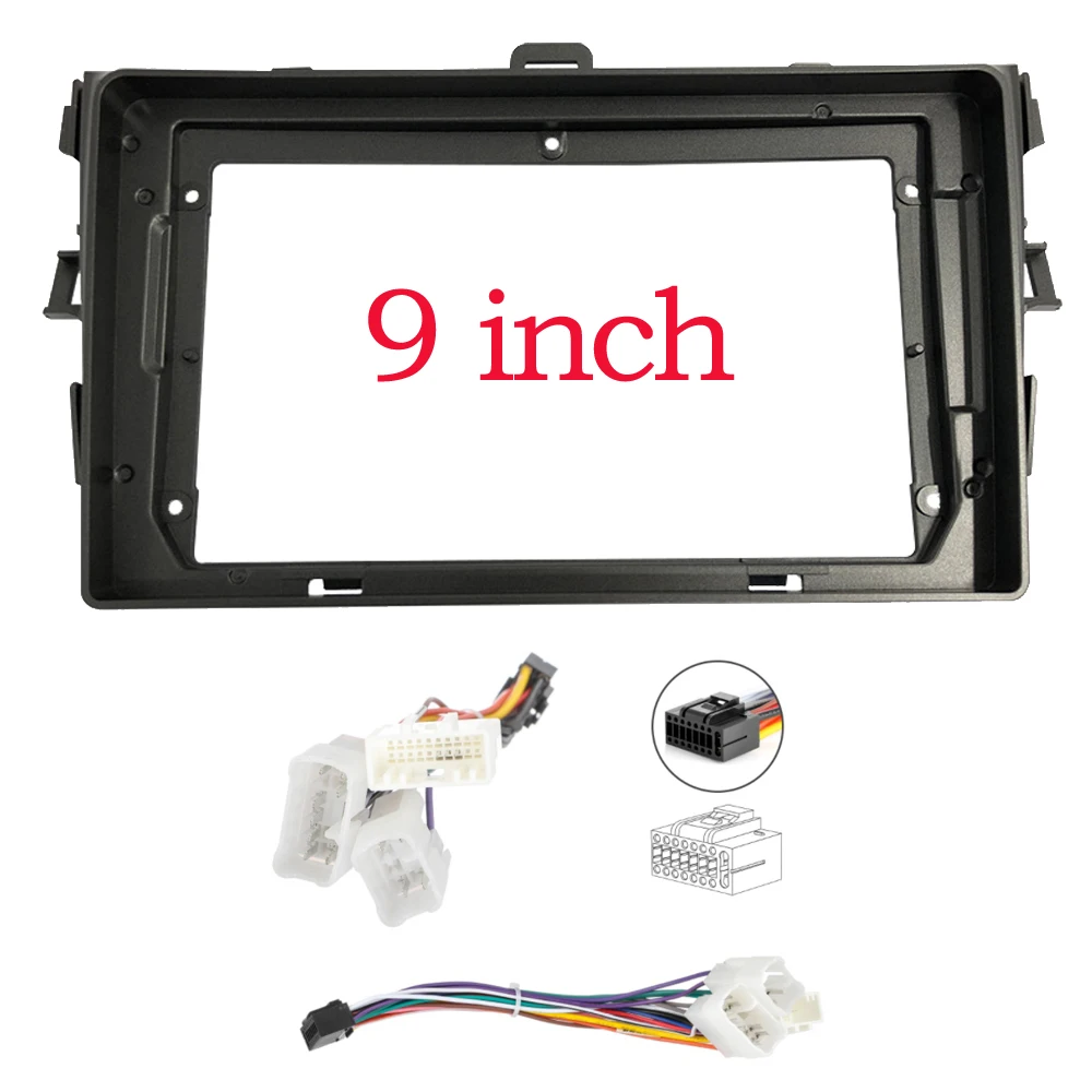 9 Inch Silver Car Stereo Radio Fascia 2DIN ABS Audio Panel Bezel for Corolla 2006 2007 2008 2009 2010 2011 2012 2013 ABS